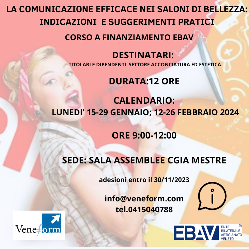 LA COMUNICAZIONE EFFICACE NEI SALONI DI BELLEZZA – CORSO RIMBORSATO EBAV!